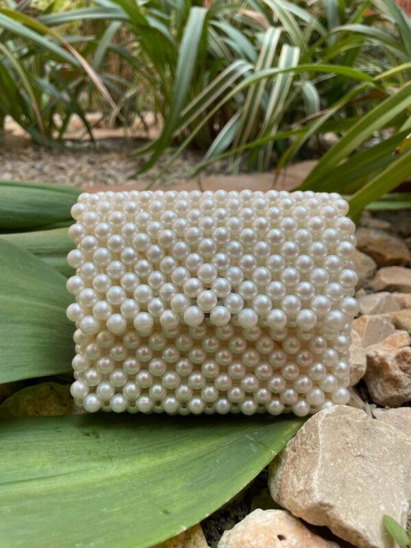 Mini White Pearl Clutch